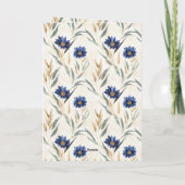 Verjaardag Blauwe Bloemen Kaart (Achterkant)