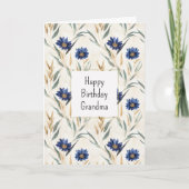 Verjaardag Blauwe Bloemen Kaart (Voorkant)