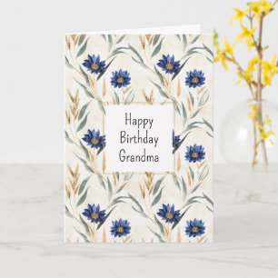 Verjaardag Blauwe Bloemen Kaart