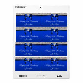 Verjaardag Blauwe Boog Zilver Sequins Water Labels (Full Sheet)