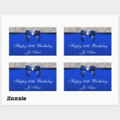 Verjaardag Blauwe Boog Zilveren Sequins Rechthoekige Sticker (Vel)