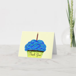 Verjaardag Blauwe Cupcake Bedankt