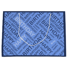 Verjaardag blauwe kleuren typografisch gepersonali groot cadeauzakje