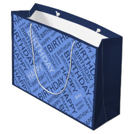 Verjaardag blauwe kleuren typografisch gepersonali groot cadeauzakje