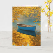 Verjaardag blauwe roeiboot op Golden Lake Kaart (Gele Bloem)