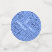 Verjaardag blauwe typografie voeg naam toe confetti (Kleine voorkant)