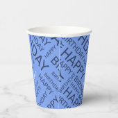 Verjaardag blauwe typografie voeg naam toe papieren bekers (Rechts)