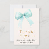 Verjaardag blauwgroen groene boogcrème bedankkaart (Voorkant)