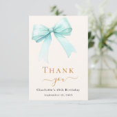 Verjaardag blauwgroen groene boogcrème bedankkaart (Staand voorkant)