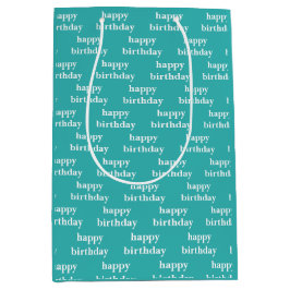 Verjaardag blauwgroen turquois typografie medium cadeauzakje