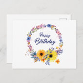 Verjaardag bloem briefkaart (Voorkant / Achterkant)