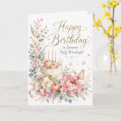 Verjaardag bloem cake kaart (Gele Bloem)