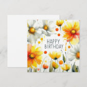 verjaardag bloem frame kaart  (Voorkant / Achterkant)