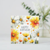 verjaardag bloem frame kaart  (Staand voorkant)