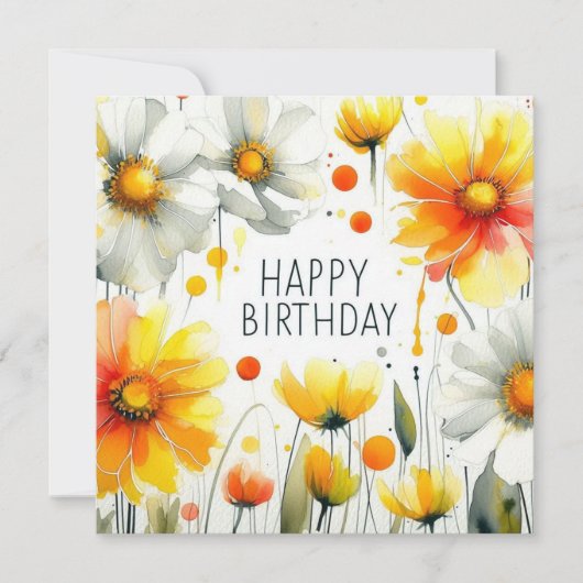 verjaardag bloem frame kaart  (Voorkant)