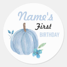 Verjaardag Bloem Jongen Pompoen Blauwe Sticker All