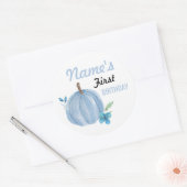 Verjaardag Bloem Jongen Pompoen Blauwe Sticker All (Envelop)