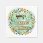 Verjaardag bloemen en vlinders servet (Voorkant)