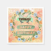 Verjaardag bloemen en vlinders servet (Voorkant)