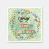 Verjaardag bloemen en vlinders servet (Voorkant)