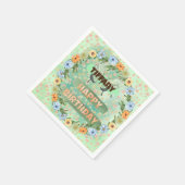 Verjaardag bloemen en vlinders servet (Hoek)