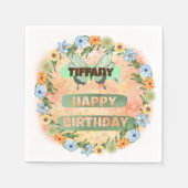 Verjaardag bloemen en vlinders servet (Voorkant)