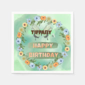 Verjaardag bloemen en vlinders servet (Voorkant)