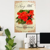 Verjaardag bloemen op 11 augustus "Geranium" Poster (Thuiskantoor)
