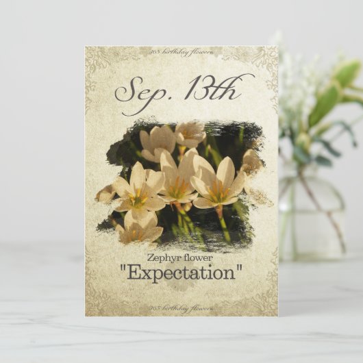 Verjaardag bloemen op 13 september "Zephyr bloem" Kaart (Staand voorkant)