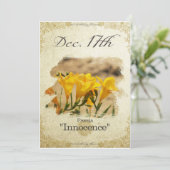 Verjaardag bloemen op 17 december "Freesia" Kaart (Staand voorkant)