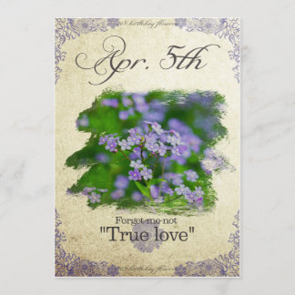 Verjaardag bloemen op 5 april "Vergeet-me-niet" Kaart