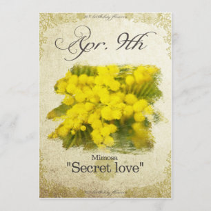 Verjaardag bloemen op 9 april "Mimosa" Kaart