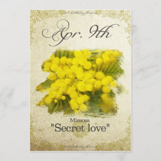 Verjaardag bloemen op 9 april "Mimosa" Kaart