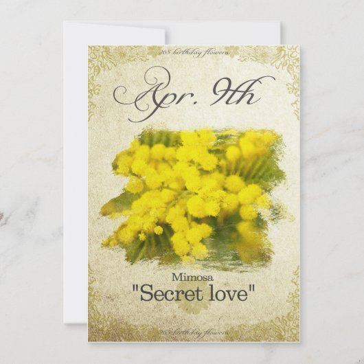 Verjaardag bloemen op 9 april "Mimosa" Kaart (Voorkant)