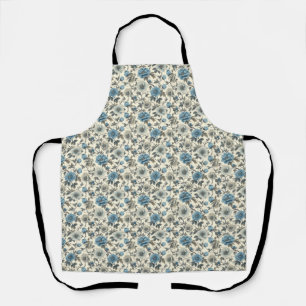 Verjaardag Bloemen Patroon Blauw en Beige Bloemen Schort