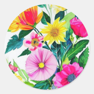 Verjaardag bloemen schattig ronde sticker