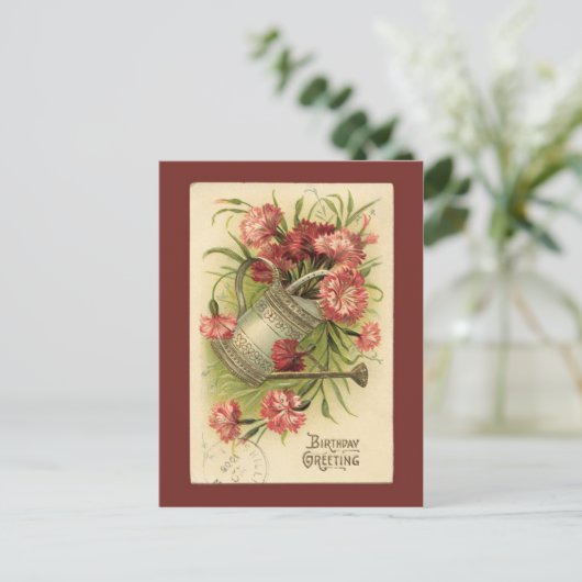 Verjaardag Bloemen Watering Kan  Reproductie Briefkaart (Staand voorkant)