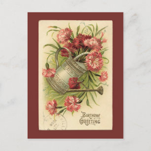 Verjaardag Bloemen Watering Kan  Reproductie Briefkaart