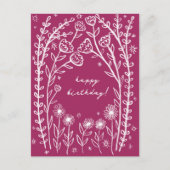 Verjaardag Bloemige Fantasievolle Schets Doodle Briefkaart (Voorkant)