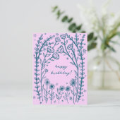 Verjaardag Bloemige Fantasievolle Schets Doodle  Briefkaart (Staand voorkant)