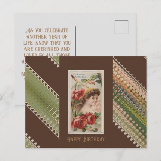 Verjaardag bloemige schoonheden 45 briefkaart (Voorkant / Achterkant)