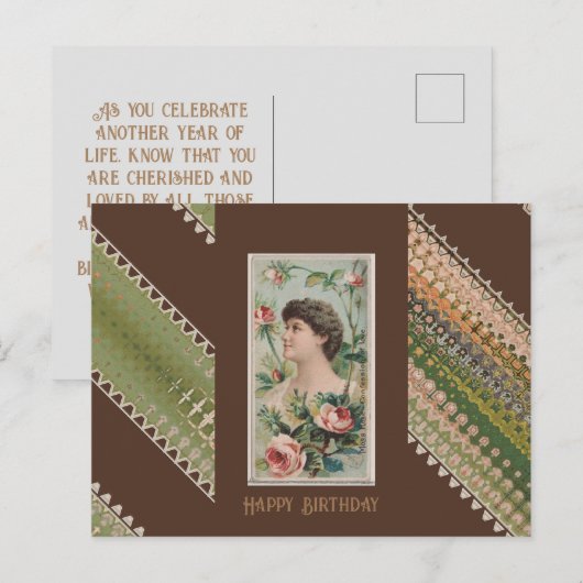 Verjaardag bloemige schoonheden 46 briefkaart (Voorkant / Achterkant)