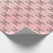 Verjaardag bloos roze goud naam script cadeaupapier (Hoek)