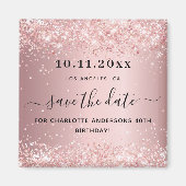Verjaardag blos roze glitters 'save the date' magn magneet (Voorkant)
