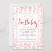 Verjaardag blos roze goud glitterscript chic kaart (Voorkant)