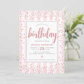 Verjaardag blos roze goud glitterscript chic kaart (Staand voorkant)