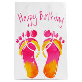 Verjaardag Blote Voeten En Slippers Medium Cadeauzakje (Voorkant)