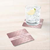 Verjaardag blozend roze roos monogram initiaal naa kartonnen onderzetters (Insitu)