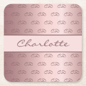 Verjaardag blozend roze roos monogram initiaal naa kartonnen onderzetters (Voorkant)