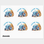 Verjaardag Blue Tractor Bedankt ronde Stickers (Vel)